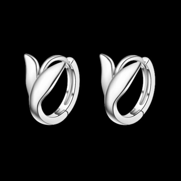 Sterling Silver Mermaid Tail Fishtail Huggies Hoops Earrings - Picture 1 of 2